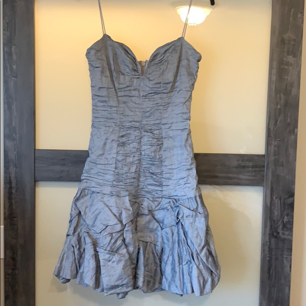 Nicole Miller Ruffle Dress size 10. Blue/Silver